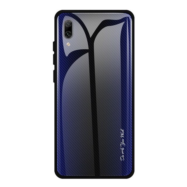 Wewoo - Coque Pour Huawei Enjoy 9 Plus / Y9 2019 étui de protection en verre dégradé de texture bleu foncé Wewoo  - Coque, étui smartphone