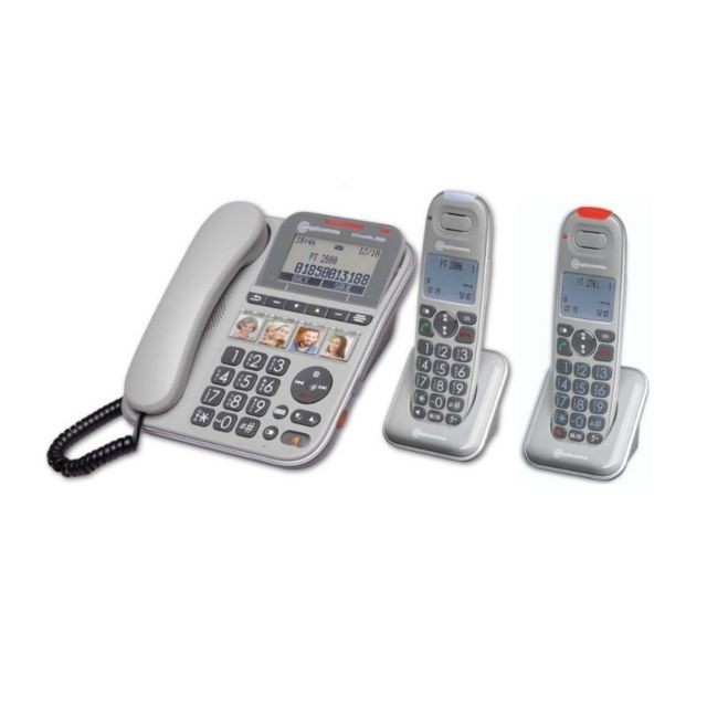 Amplicomms - Pack Trio Téléphone senior filaire amplifié et touches de mémoires directes Amplicomms Powertel 2880 Amplicomms   - Téléphone fixe Amplicomms