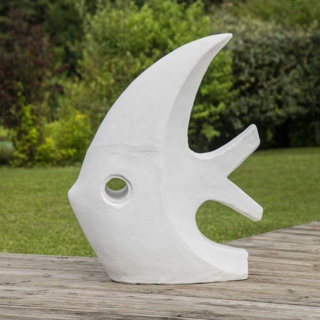 Wanda Collection - Sculpture design grand poisson Blanc 100 cm - Petite déco d'exterieur