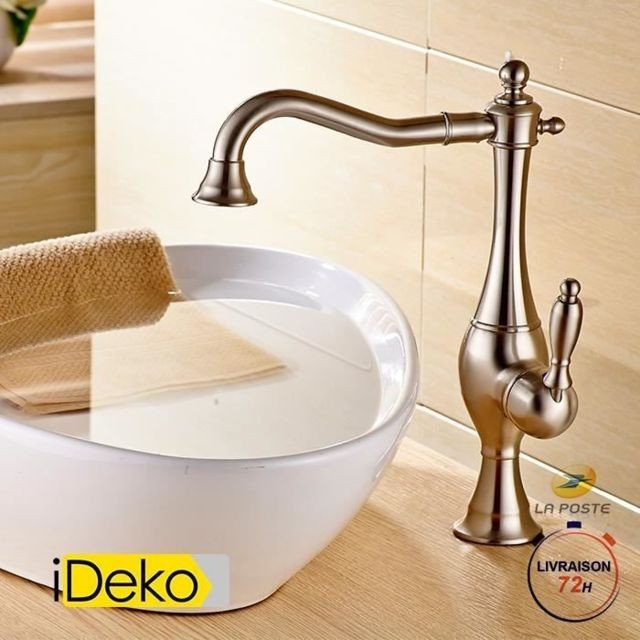Ideko - iDeko® Robinet cuisine robinet salle de bain rétro – style nickel brossé - Plomberie Salle de bain