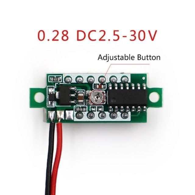 Mètres Voltmètre Tensiomètre numérique ajustable 2 fils, 0,28 pouce, Affichage couleur, Tension de mesure: DC 2.5-30V (Rouge)