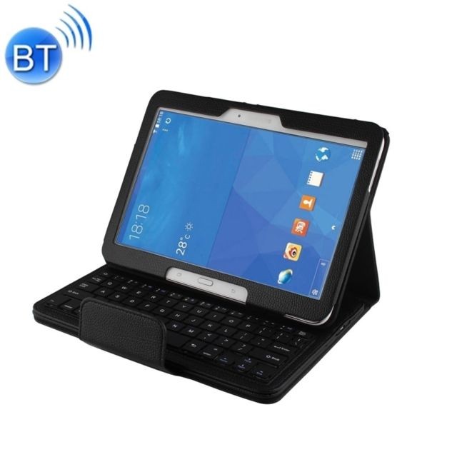 Wewoo - Clavier QWERTY noir pour Samsung Galaxy Tab 4 10.1 / T530 Séparable Litchi Texture Étui en cuir flip horizontal + Bluetooth avec support et Fonction Selfie - Clavier Sans fil