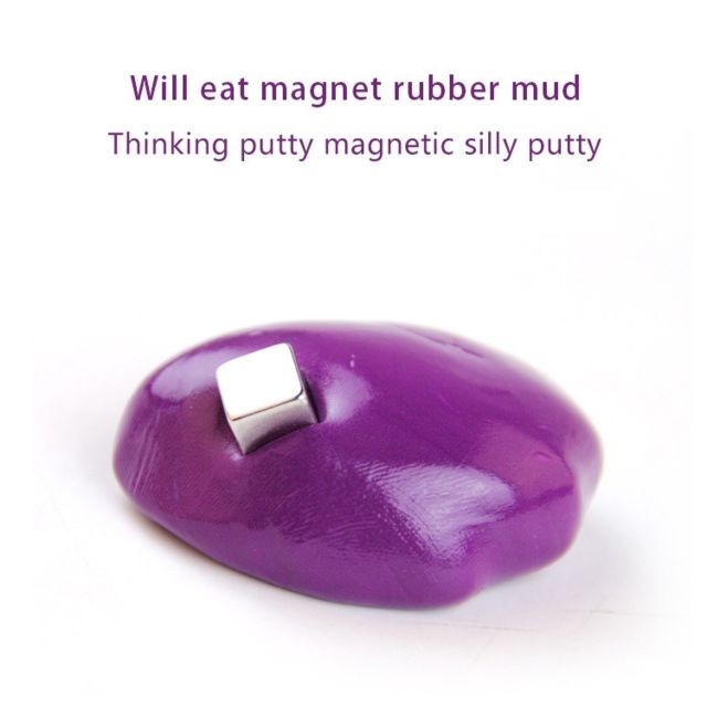 Modelage Pâte à modeler bricolage Slime caoutchouc magnétique boue réducteur de stress anti-anxiété mastic rebondissant jouet d'argile magique pour enfants et adultesgrande boîte en fer Taille 8x2.5cm Violet