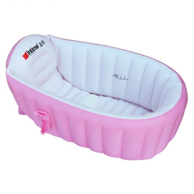 Jeux de récréation Generic Baignoire gonflable pour bébé nouveau-né, piscine anti-glissante pliable - Rose