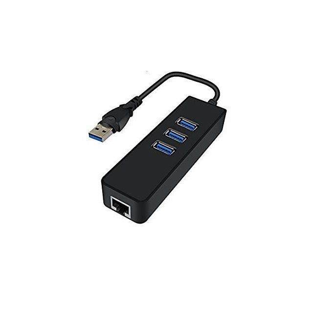 marque generique - Carte King KW-3018 HUB USB 3.0 à 3 ports avec convertisseur Ethernet 10/100/1000 Gigabit (3 ports USB 3.0, un port Ethernet RJ45 Gigabit) Noir - Hub ethernet