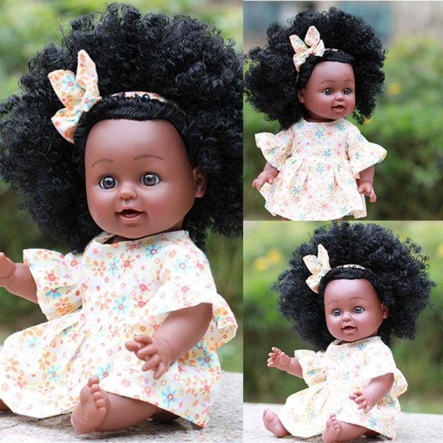 Generic - Black Girl Poupées afro-américaine Jouer Poupées Lifelike 35cm de jeu pour bébé Poupées YE Generic - Poupées