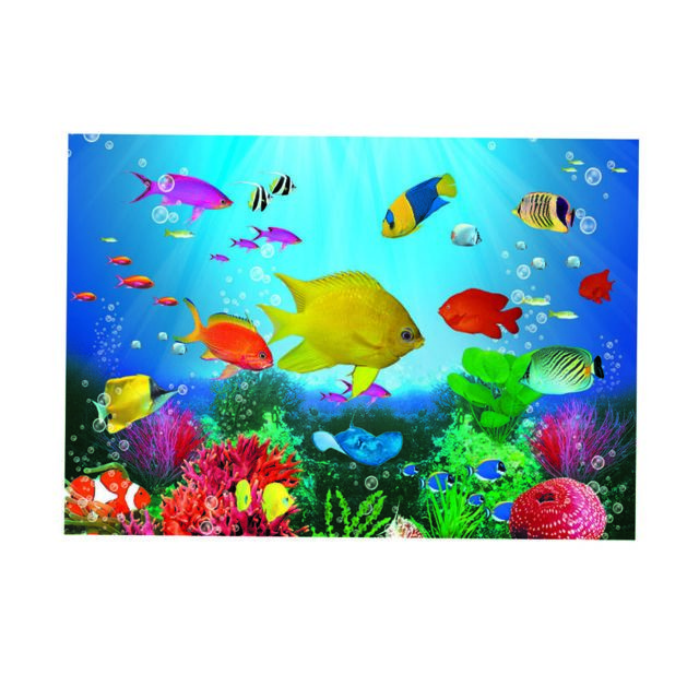Décoration aquarium marque generique Aquarium 3D Fond Autocollant Décoration De Mur De Réservoir
