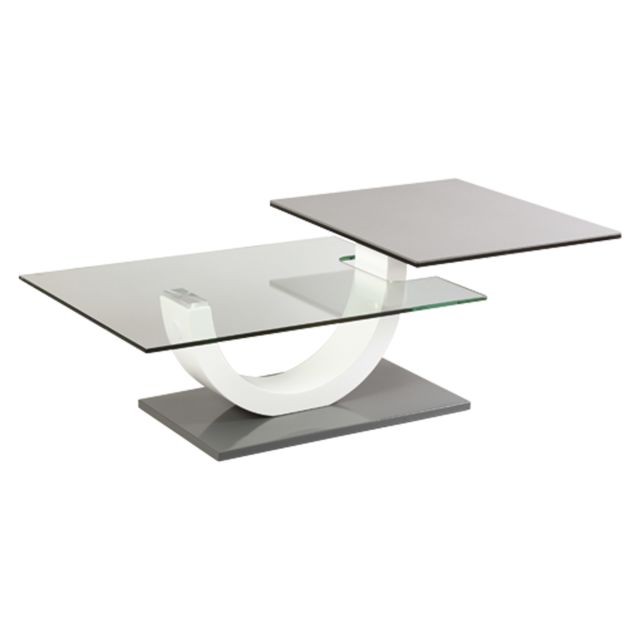 marque generique - Table basse plateaux verre et céramique -  gris - Meubles TV, Hi-Fi Rectangulaire