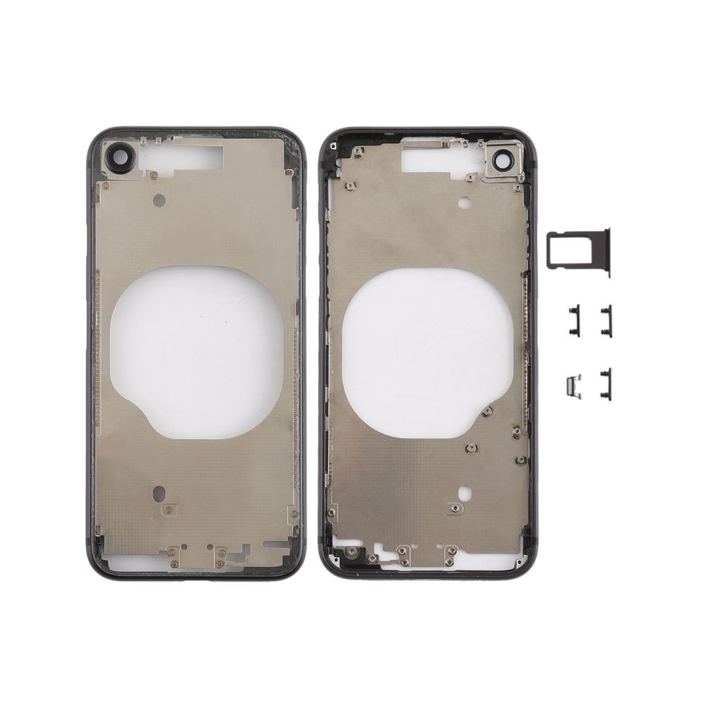 Wewoo Coque arrière transparente avec objectif d'appareil photo, plateau de carte SIM et touches latérales pour iPhone 8 (noir