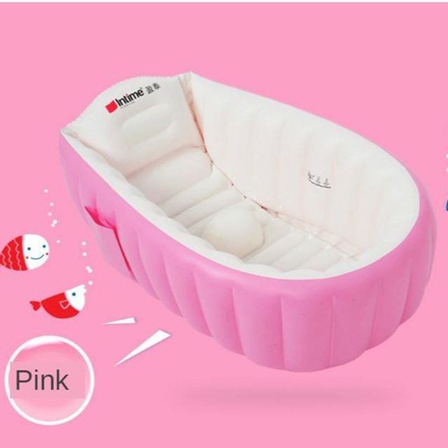 Piscines enfants marque generique Baignoire Gonflable PVC épais Portable Baignoire De Bain Pour Enfant Nouveau-né Rose