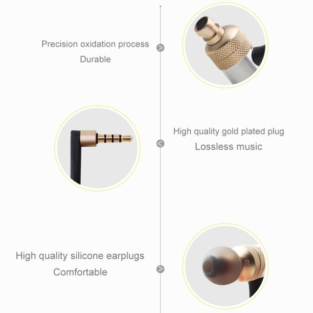 Wewoo Ecouteur Kit Mains libre or pour iPhone, iPad, Galaxy, Huawei, Xiaomi, LG, HTC et autres smartphones TPE In-Ear Écouteur de contrôle de fil avec micro,