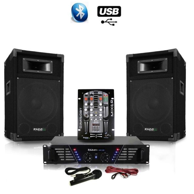 My Deejay - Pack Sono DJ500-AX MKII USB Bluetooth ampli + HP 500W Table de mix DJ21USB-MKII - My Deejay