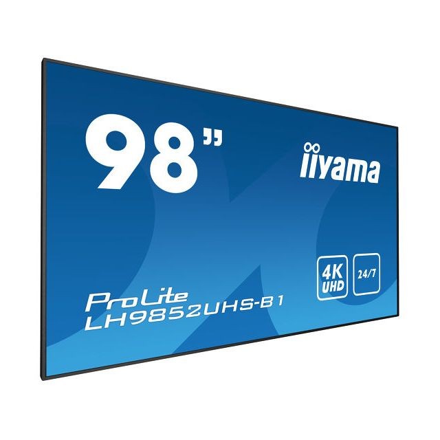 Iiyama - iiyama LH9852UHS-B1 affichage de messages 2,49 m (98"") LED 4K Ultra HD Digital signage flat panel Noir Iiyama   - Ecran PC Non compatible