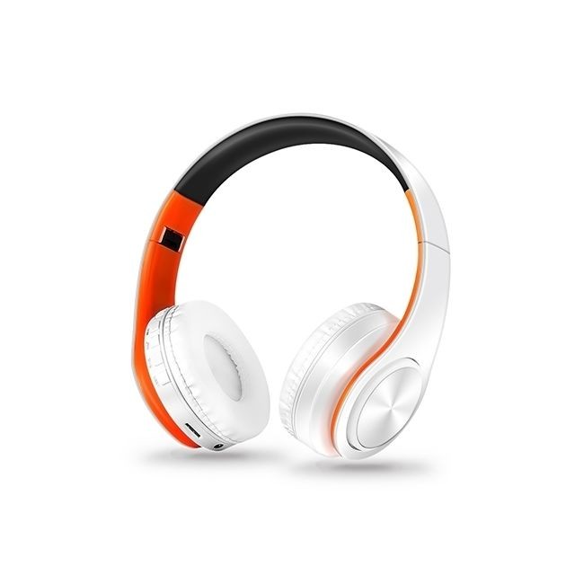 Wewoo - Casque sans fil Bluetooth Écouteur Stéréo Pliable Sport Ecouteur Microphone Mains Libres Lecteur MP3 (Blanc Orange) Wewoo  - Casque