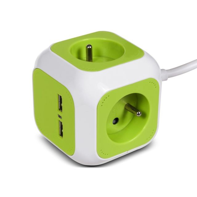 Greenblue - Bloc multiprise Magic Cube 4-prises/ 2 entrées USB 1.4m GreenBlue GB118 - Greenblue