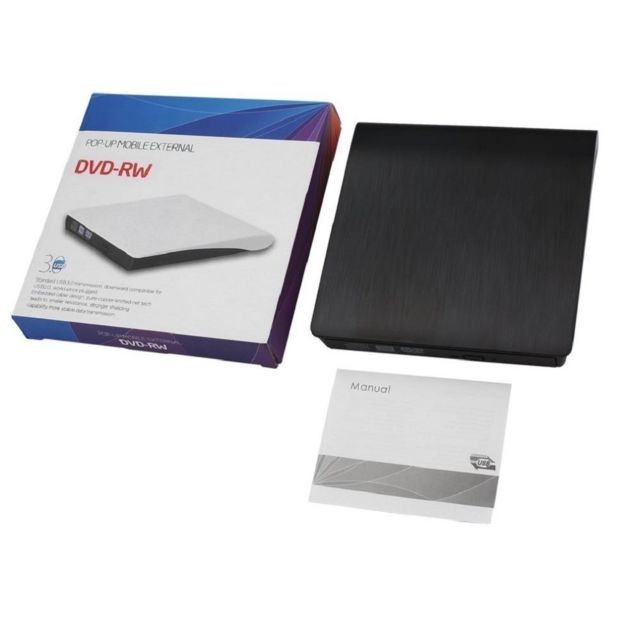 SSD Externe Lecteur DVD Externe Mince RW USB 3.0 Lecteur CD Graveur Lecteur PC Portable Noir