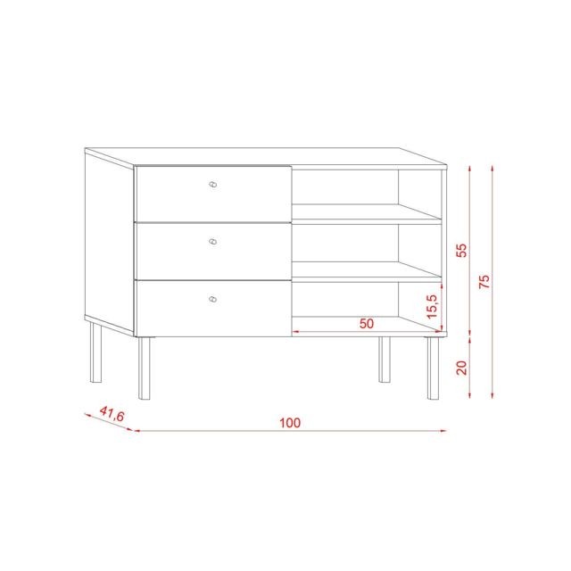 Meubles TV, Hi-Fi VIVALDI Commode - TULIA - 100 cm - chêne artisan / blanc mat - style moderne