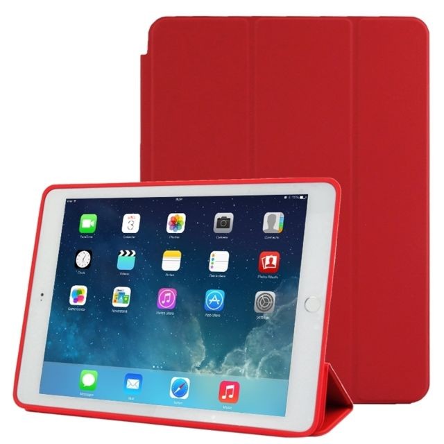 Housse, étui tablette Wewoo Smart Cover Housse en cuir intelligente 3 fois traitée naturellement avec fonction veille / réveil & support pour iPad Air 2 rouge