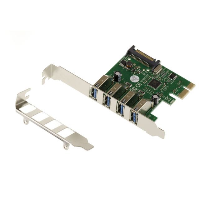 Kalea-Informatique - Carte Controleur PCI Express PCIe vers USB 3.0 4 Ports USB3 A horizontaux - CHIPSET Via VLI VL805 - Low et High Profile - Carte Contrôleur USB