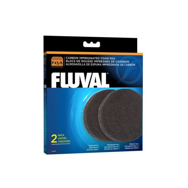 Fluval - FLUVAL Lot de 2 mousses charbon Fx5 Fx6 - Pour aquarium - Fluval