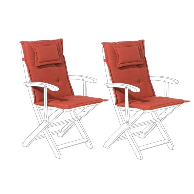 Beliani - Lot de 2 coussins en tissu rouge bordeaux pour chaises de jardin MAUI Beliani  - Coussins, galettes de jardin