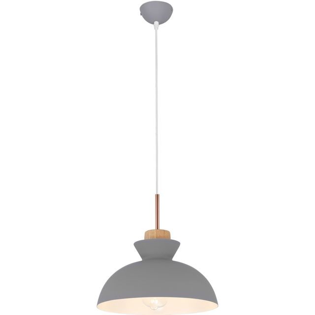 Iconik Interior - Lampe Suspension design nordique en métal et en bois  Gris Iconik Interior  - Lustre bois