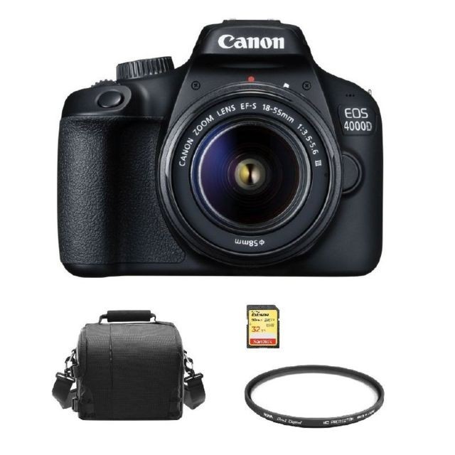 Canon - CANON EOS 4000D KIT EF-S 18-55MM F3.5-5.6 III + 32GB SD card + camera Bag + HOYA 58mm PRO 1D Protector Canon  - Photo & Vidéo Numérique