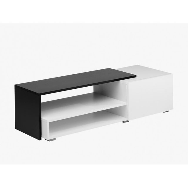 marque generique Meuble TV ALCIDE - 2 niches & 1 tiroir - Coloris noir et blanc