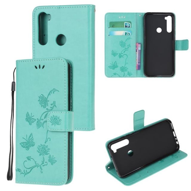 marque generique - Etui en PU fleur de papillon vert pour votre Xiaomi Redmi Note 8 marque generique  - Accessoires Samsung Galaxy Note 8 Accessoires et consommables