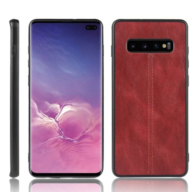 marque generique - Coque en TPU + PU hybride rouge pour votre Samsung Galaxy S10 marque generique  - Accessoire Smartphone marque generique