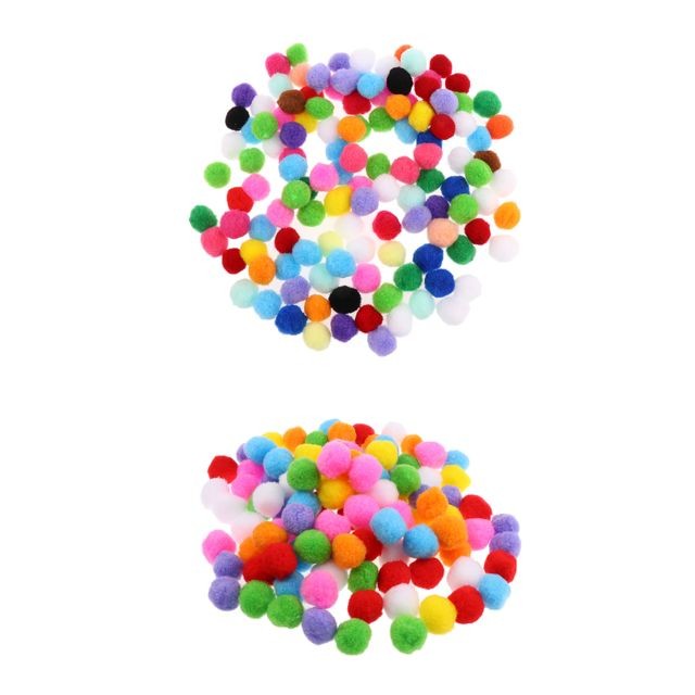 marque generique - 200 Pièces Boules à Pompon en Laine Accessoires de Vêtements à Coudre - 25/30mm marque generique  - Boîte de rangement Multicolore