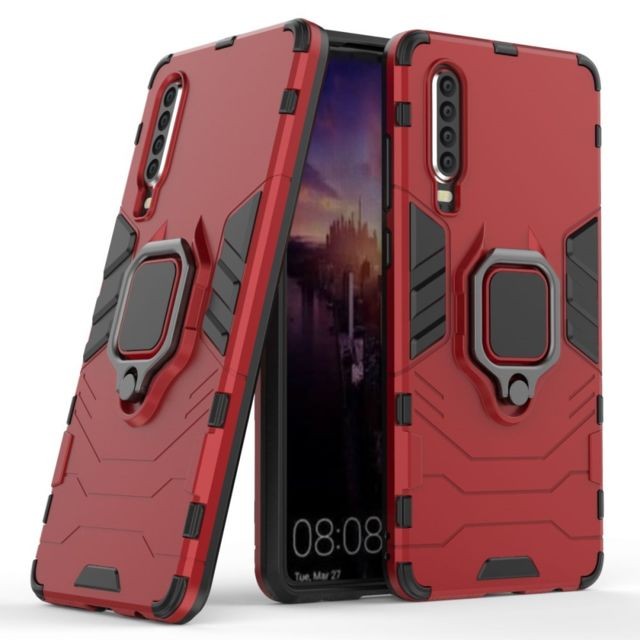 marque generique - Coque en TPU finger ring kickstand hybride rouge pour votre Huawei P30 marque generique  - Autres accessoires smartphone