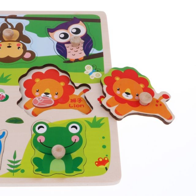 Jeux d'éveil puzzle en bois pegged puzzle conseil puzzles éducatifs jouet animal