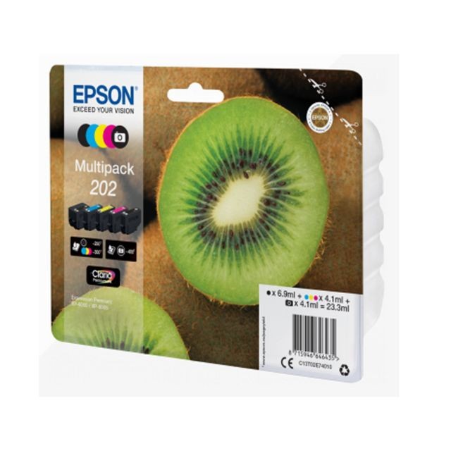 Epson - Multipack 5 Couleurs Kiwi 202 - Cartouche, Toner et Papier