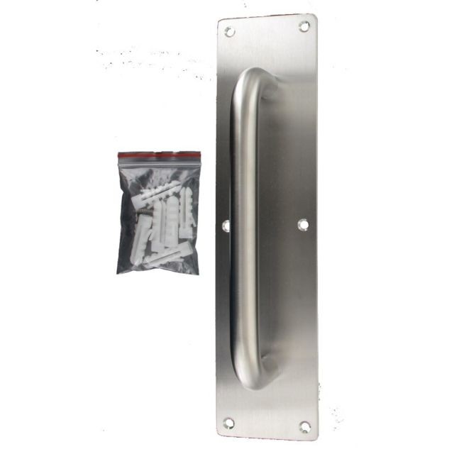 Secury-T - Poignée de tirage sur plaque de propreté inox SS304 de 300X75X2 mm - Poignée de porte
