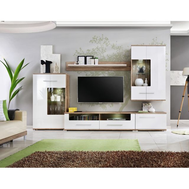Dusine - Sohalia grand ensemble laqué 3.1m salon TV LEDS scandinave - Meubles TV, Hi-Fi Design