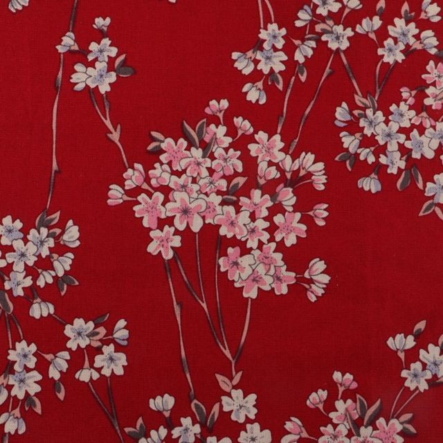 marque generique Coton de Kimono de fleur de prunier Kimono coton coudre à coudre artisanat 50x140cm rouge