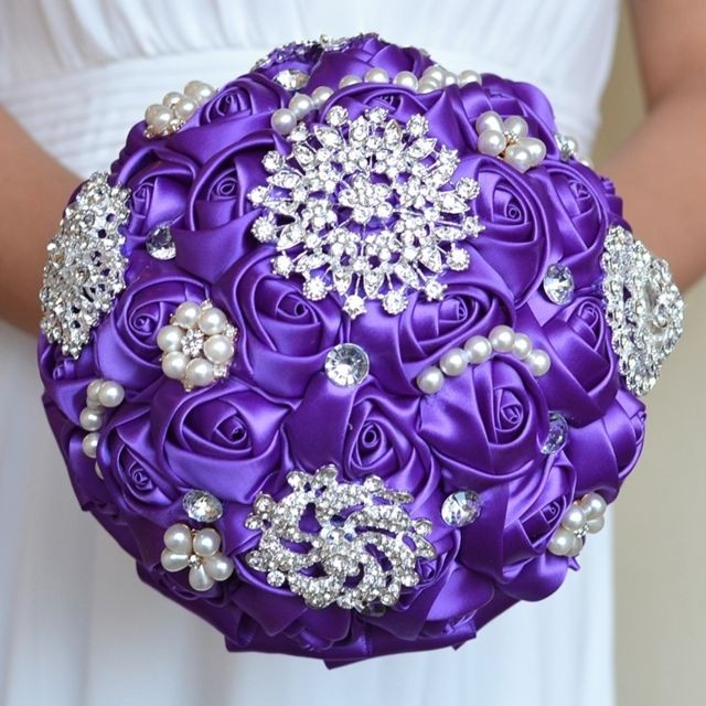 Wewoo - Mariage tenant perle fleurs de Violet diamant accessoires de bouquet de mariée demoiselle d'honneur strass partie décoration de fournitures, diamètre: 20cm - Deco mariage violet
