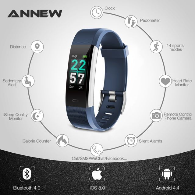 Annew - ANNEW 115Pro-Bracelet connecté sport iOS Android Smart Watch Etanche Ip68 -Bleu Annew   - Montre et bracelet connectés Annew