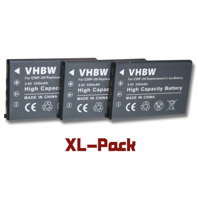 Vhbw - 3x vhbw Li-Ion batterie 550mAh (3.6V) adaptée pour caméra Benq DC-X720, DC-X725, DC-X735, DC-X800, DC-X 720 725 735 800, DC-T700 comme NP-20. Vhbw  - Accessoire Photo et Vidéo