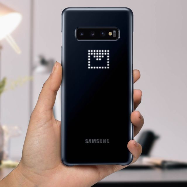 Samsung Coque Galaxy S10 Rigide ultra-fine LED Intelligentes Compatible QI Original Noir