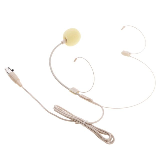 marque generique double crochet d'oreille filaire casque serre-tête microphone beige xlr 3pin