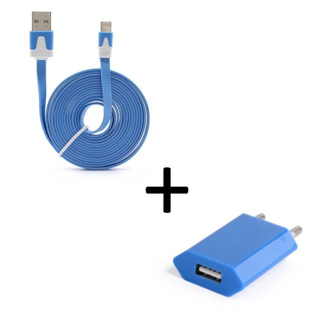 Chargeur secteur téléphone Shot Pack Chargeur pour IPHONE 6S Lightning (Cable Noodle 3m + Prise Secteur Couleur USB) APPLE IOS