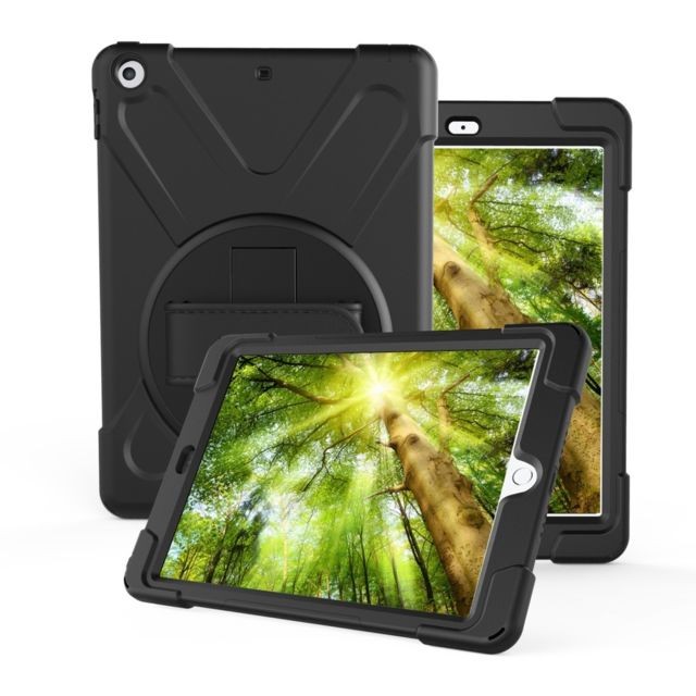 Wewoo - Housse Étui Coque Pour iPad 10.2 ?2019? Rotation à 360 degrés PC + de protection en silicone avec support et dragonne noir Wewoo  - Housse, étui tablette