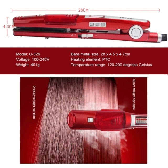 Wewoo Lisseur Fer à lisser vapeur hydratation redresseur de cheveux électrique contreplaqué outils coiffure pour secs / mouillés, prise UE