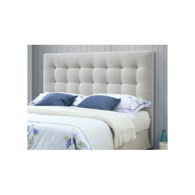 Vente-Unique - Tête de lit capitonnée FRANCESCO - 140 cm - Tissu - Beige - Literie Beige, argenté
