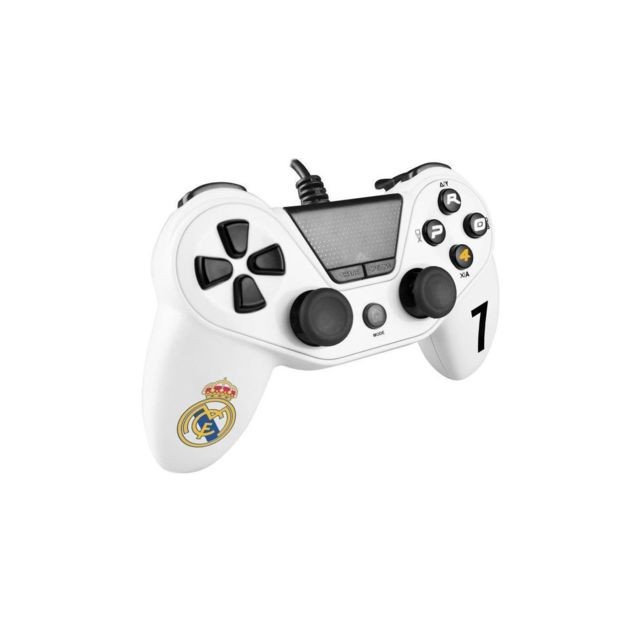 Manette PS4 Manette filaire Pro4 blanche Real Madrid pour PS4, PS3 et PC