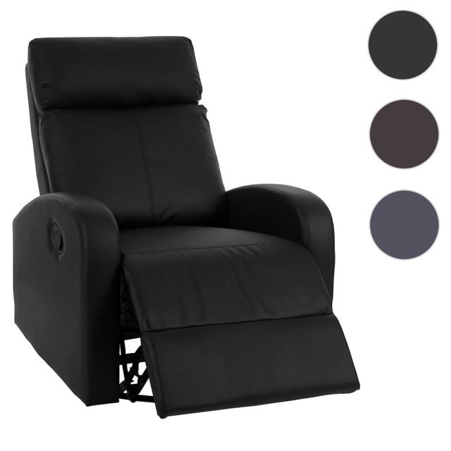 Mendler - Fauteuil de télévision Crosby, fauteuil relax, rocking-chair, fonction bascule, pivotant, similicuir ~ noir - Rocking Chairs Fauteuils