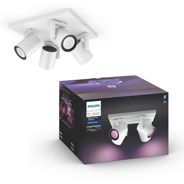 Philips Hue - White & Color Ambiance ARGENTA Spot carré 4x5.7W - Blanc - Philips Hue