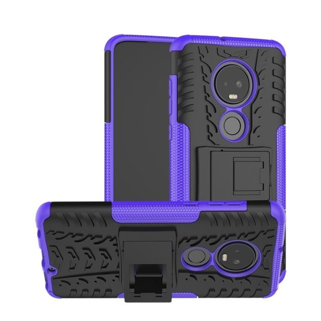 marque generique - Coque en TPU hybride antidérapant avec béquille violet pour votre Motorola Moto G7 marque generique  - Accessoire Smartphone